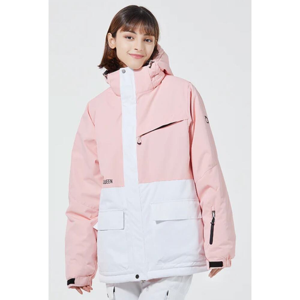Women's Pink and White Ski Jacket